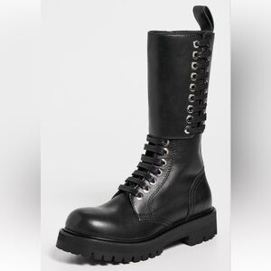 rabanne Leather Combat Boots